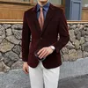 Mężczyźni Wysokiej jakości sztrukoi Kurpy Kuitu/samiec Stripe Gruby Casual Tuxedo Płaszcz Man Slim Groom's Wedding Dr Blazers U9jp#