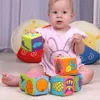 Ny 6st Tyg Baby Toddler Activity Cube Soft Fabric Buildblocks Construction Set Toys for Boys Girls