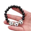 Handmade Wood Beaded Baseball Football basketball Volleyball Elastic Beads Bracelet