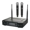 Microphones Wireless Dual Handheld Microphone 2 Channel VHF Mic KTV System Karaoke EU Plug