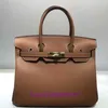 Hremms Birkks High End Designer Bola de couro genuíno para mulheres Bolsa de padrões de padrões Bola de grande capacidade Casamento de noiva Original 1: 1 com logotipo e caixa de verdade