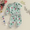 Set di abbigliamento Bambino Neonata Ragazzo Abiti natalizi Manica lunga Stampa ad albero Felpa Pantaloni Set Born 2 pezzi