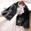 Jackets Korean Girls Boys Black Pu Zipper Kids Baby Leather Jacket Spring Autumn Cool Coat Children Clothes Overcoats 2-14T