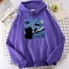 The Starry Cat Night Printing Botus Men Autumn Oversize Hoodie Fi Prole bluzy swobodne S-XXL Pullover Tops O7HS#