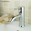 Robinets d'évier de salle de bains, robinet de lavabo chromé de Style moderne, mitigeur d'eau froide et d'eau à poignée unique en acier inoxydable