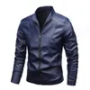 Autumn New Men Leather Coat Vintage Classic Stand Collar Man Faux Leather Jacket Trend Casual Fit Slim Motorcykelkläder L0ZU#