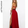 Lässige Kleider Sexy transparente Spitze rückenfrei Schlitz langes Kleid Frauen Kleidung Sommer Party Abend Schwarz Rot Slim Beach Boho Maxi