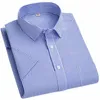 Sommermänner gestreiftes Kurzarm-Dr-Shirt N-IR Regular Fit Anti-Falten-Oberteile Männliches Business-Social-Fi-Shirt I9VJ #