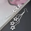 Boucles d'oreilles pendantes en argent sterling 925 avec pompon étoile exquis pour femme, bijoux de Noël, de la Saint-Valentin, cadeau de luxe, vente en gros