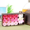 Flores decorativas 12pcs Rose Soop Flor com caixa de pelúcia Urso de dia dos namorados do dia da mãe Gift Romantic Gift