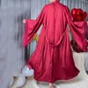 Męska odzież sutowa damska szata Soild z koronkowym wykończeniem długie szlafrok