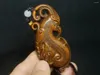 Decoratieve beeldjes 1919 antieke kunst 3,5 in oud Chinees Japans buxus handgesneden dier draak en Phoenix standbeeld stuk Netsuke cadeau