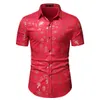 Jultröja män 2024 Stylish Slim Fit Short Sleeve Mens Dr Shirts Party Wedding Club Social Shirt Chemise Homme L4vu#