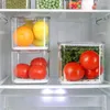 Bouteilles de stockage pour réfrigérateur, conteneurs alimentaires, économiseur de produits, bacs de rangement empilables avec plateau de vidange amovible, paquet de 3