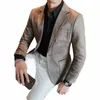 Abbigliamento di marca Blazer Uomo Primavera Abiti da lavoro di alta qualità / Smoking da ufficio maschile / Uomo Slim Fit Casual Giacca in pelle scamosciata sintetica 4XL V4nR #