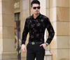 Ny ankomst Mens 2016 Autumn Spring Fi Floral Gold Veet Dr Shirt Male Casual LG Sleeve Floral Veet Shirts O0AD#