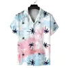 Casual shirts voor heren 3D-printen kunstschildershirt voor heren zomervakantie korte mouwen reversblouse Hawaiiaanse straat losse mannelijke tops