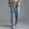 Mens Stora lösa bomullsbyxor 3xl 4xl 5xl plus sizer casual linne andas rak låg vänta sport Sweatpants byxor kläder byxor för män