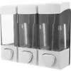 Liquid Soap Dispenser 1 Set Of 3 Chamber No Drill Wall Mount Shower Shampoo Bathroom