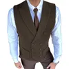 Costume à double boutonnage pour hommes Gilet Herringbe Motif Notch Revers Gilet Groomsman pour mariage Prom Party Wear Gilets Hommes Vêtements T8My #