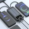 Banks 200000mAh Solar Power Bank Built Cables Solar Charger 2 USB Ports External Charger With LED Light For Xiaomi iphone 2023 New
