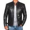 2023 Autumn/Winter New Men's Fi Leather Coat Standing Collar Punk Motorcycle Leather Coat Jacket H5ZZ#