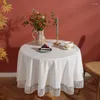 Table Cloth Cotton Linen American Solid With White Lace Round Fabric Coffee Cafe Decor Cover Room Aesthetic