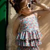 One-Pieces Girls Swimsuit 2024 Summer Printed Fashion Cute Girls One Piece Swimsuit Quick Dry Sunscreen Beach Girls Split Halter Swimsuit 24327