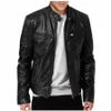 Rua jaquetas de couro homens primavera outono motocicleta pu leahter jaquetas masculino na moda gola casual blusão casaco fino l7Ll #