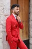 Terno masculino vermelho 2 peças Blazer Calças Double Breasted Peaked Lapela Busin Slim Work Wear Wedding Groom Tailored Costume Homme T8sp #