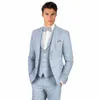 sky Blue England Style Suits for Men Elegant Formal Casual Smart Wedding Tuxedo Fi Notch Lapel Single Breasted 3 Piece H0XT#