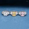 Кольца-кластеры Zhenchengda S925, чистое серебро 8 10, кольцо с цветочной огранкой, высокоуглеродистый бриллиант, квадратный большой