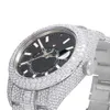 Op maat gemaakt herenmerkhorloge Ice out vvs moissanite diamanten mechanisch horloge