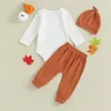 Ensembles de vêtements pour bébés garçons et filles, vêtements d'halloween, lettres de citrouille imprimées, barboteuse à manches longues, hauts et pantalons, tenues d'automne