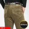 Men's Pants Corduroy Men Black Khaki Business Casual Loose Elastic Straight For Male Trousers Vintage