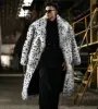 Leopardo homens inverno grosso com capuz falso casaco de pele de raposa jaqueta lg manga quente pele de luxo preto parkas btjas peludo shaggy outerwear g8ve #