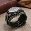Mens Quartz Watches Jessingshow Luxury Wristwatch Cowhide Watchband Punk Style Watch for Men Wide Genuine Leather Bracelets 240318