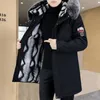 Cappotto imbottito in cotone Giacca invernale Parka da uomo Iable Giacca ispessita di media lunghezza Marca Lettera Stampa Collo in pelliccia b7Ba #