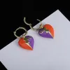 Nuovi orecchini firmati Orecchini a cuore smaltati colorati per donna Orecchini orecchini Regalo di gioielli di marca di lusso
