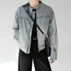 W Vintage Denim Men Men Womin High Street Loose Cowboy Coats Zipper Design Poleś