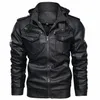 men's Leather Jackets Winter Fleece Thick Mens Hooded Motorcycle PU Coats Male Fi Outwear Brand Clothing Y0u0#