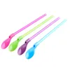 Disposable Cups Straws 4 Pcs Scoop Spoon Straw Drinks Stir Kitchen Drinking Tea For Party Multifunction