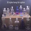 30Styles billigaste mini Glass Oil Burner Bong Water Pipes Honeycomb Recycler Dab Rig Handheld Bongs Ashcatcher Ice Hookah för rökning med 10 mm oljebrännare rör