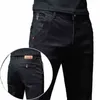 Couleur unie Cott Noir Gris Foncé Jeans Pantalons Pour Hommes Classique Slim Stretch Casual Coréen Fi Jeunesse Mâle Denim Pantalon e1Bm #