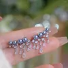 Kolczyki Dangle 2024 French Light Luksusowy Pearl Zircon Tassel Cool Style Fashion Damskie Klasyczna przyjęcie na kolczyku