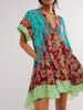 Robes décontractées femmes Boho été Y2K Vintage Babydoll robe fluide mode volants Mini col en V profond robe florale