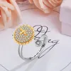 Cluster Rings Sunflower Ring Creative Personality Fine Adjustment Compression Gold Plated Rotating Anti Anxiety