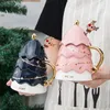 Кружки керамические бытовые с подарочной емкостью, креативная ложка, женская кружка, персонализированная кофейная чашка для пары, рождественская и мужская елка, большая крышка
