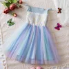 Girl's Dresses Sequin Baby Girl Dress for Summer Casual Kids Clothes 2 4 6 Yrs Suspender Sleeveless Birthday Party Princess Dress for Girls yq240327