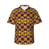 Koszulki męskie datne koszule etniczna geometria koszula plażowa afrykański nadruk hawajski mężczyzna elegancki bluzki krótkie rękawy y2k zabawne ubranie designu